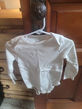 White Long-Sleeve Baby Onesie